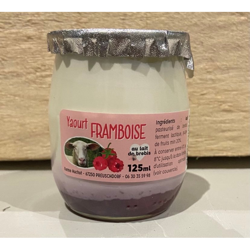 Yaourt au lait de brebis et coulis de framboise (125ml) - lait de brebis